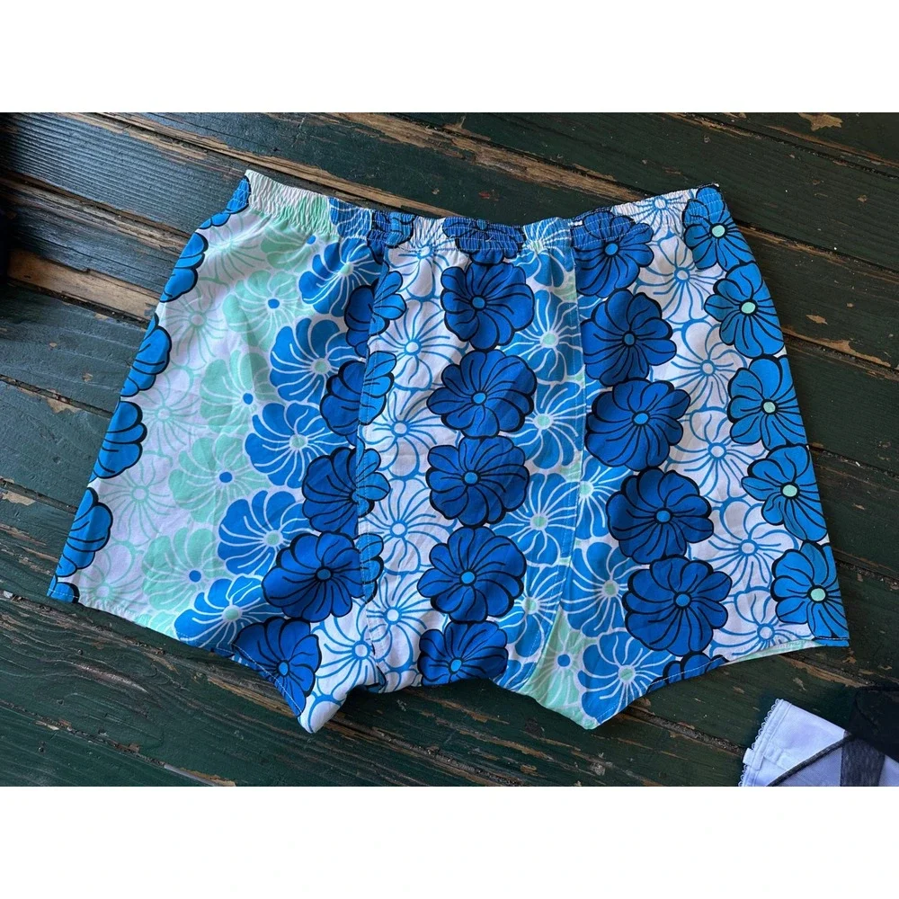 BDG Urban Outfitters Mens Floral bf Boxer Shorts Blue Teal Retro Flower Print XL